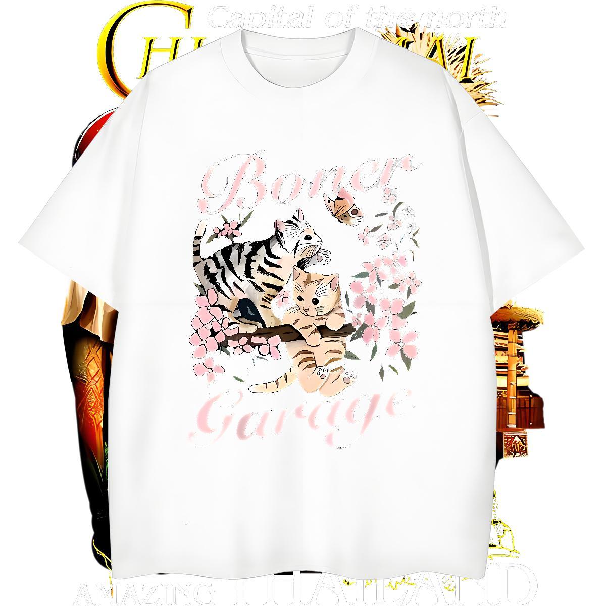 Popular Men T Shirts flower O-Neck Short Sleeve Home Outdoor Oversized 4XL 230g 100% Cotton Men Tshirts Classic Tops