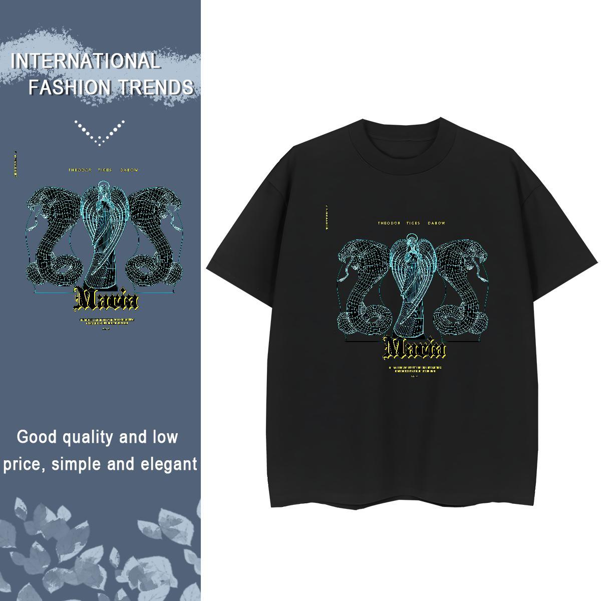 DIY T-Shirts for Women Breathable Short Sleeve 230g 100% Cotton Lady T shirt Custom Printing snake Street Wear Popular Top Tees