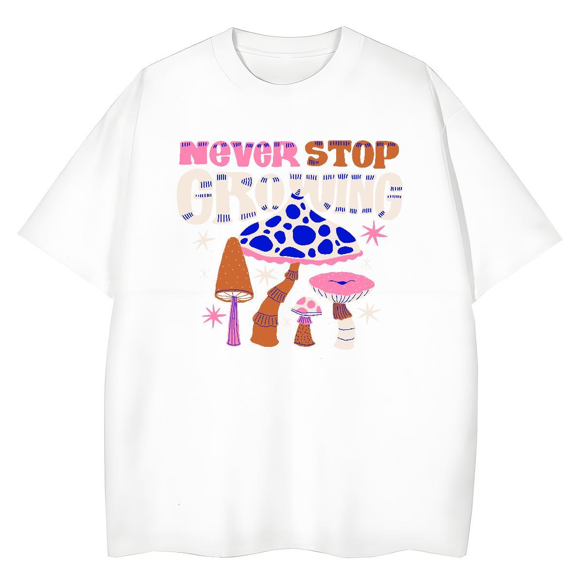 TOP Quality T Shirt For Woman O Neck Short Sleeves 230g Pure Cotton Woman Tshirt Plus Size Custom mushroom Sport Unisex Clothings