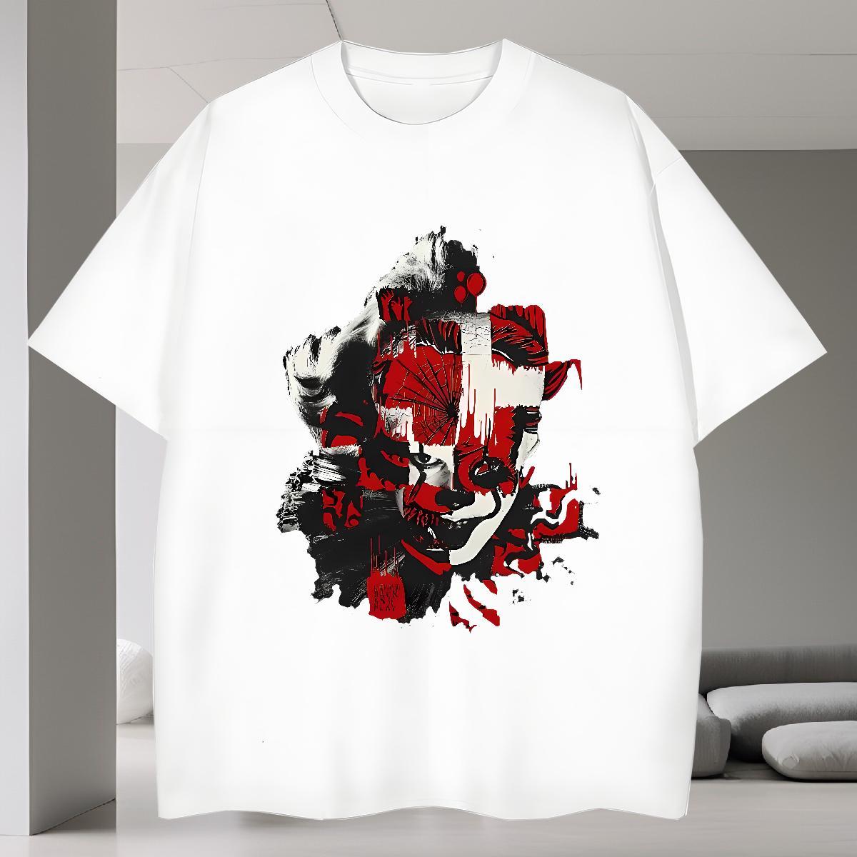 Casual New Men Tops Tees 230g Pure Cotton Sport scary Breathable Crew Neck T-Shirts TOP Quality Customized Print Tshirts