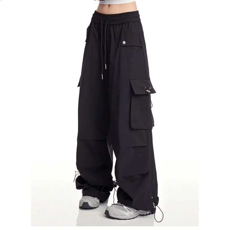 Deeptown Y2K White Women Cargo Pants Korean Fashion Vintage Wide Leg Baggy Trousers Streetwear Casual Oversized Harajuku Kpop 240821