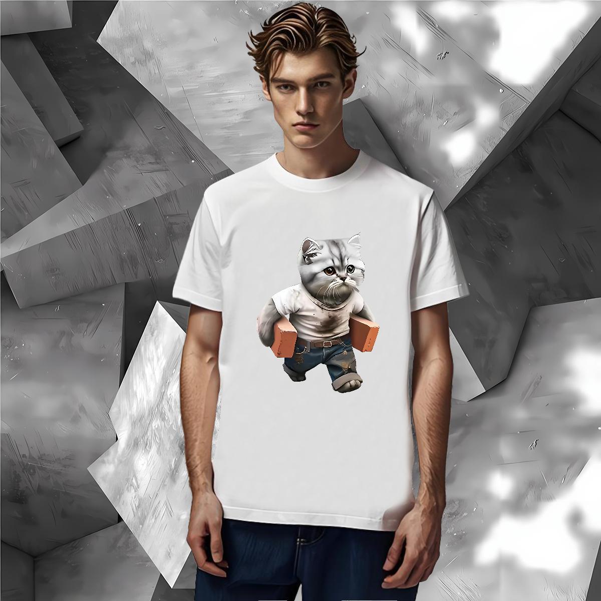 Soft cat T shirt Casual Beach Tshirt for Man Woman 100% Cotton 230g Casual New Breathable Crew Neck Graphic Tees