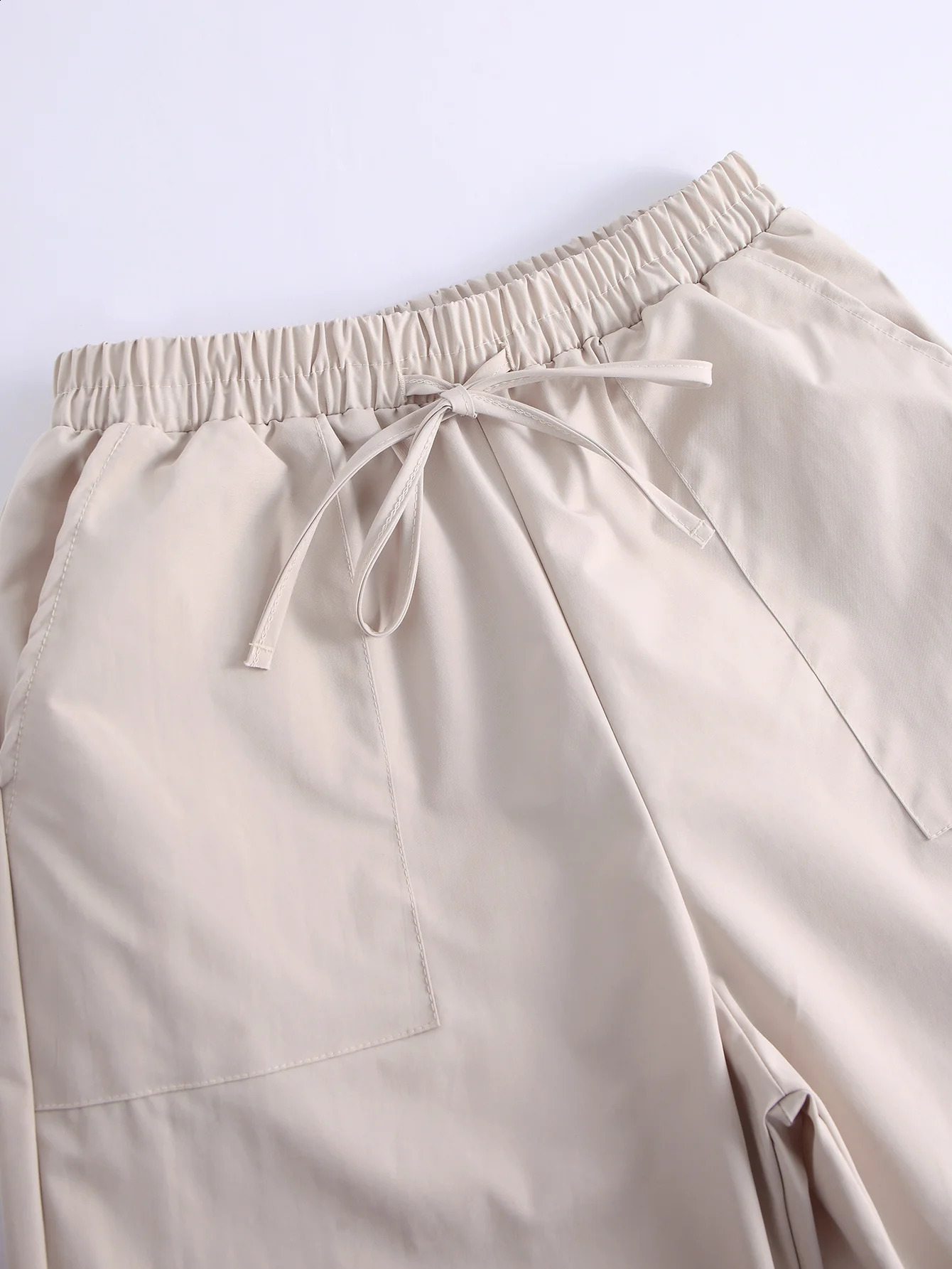 Women Casual Overalls Solid Elastic Waist Pants Drawstring Wide Leg Baggy Trousers Y2k Streetwear Oversize Sweatpants 240821