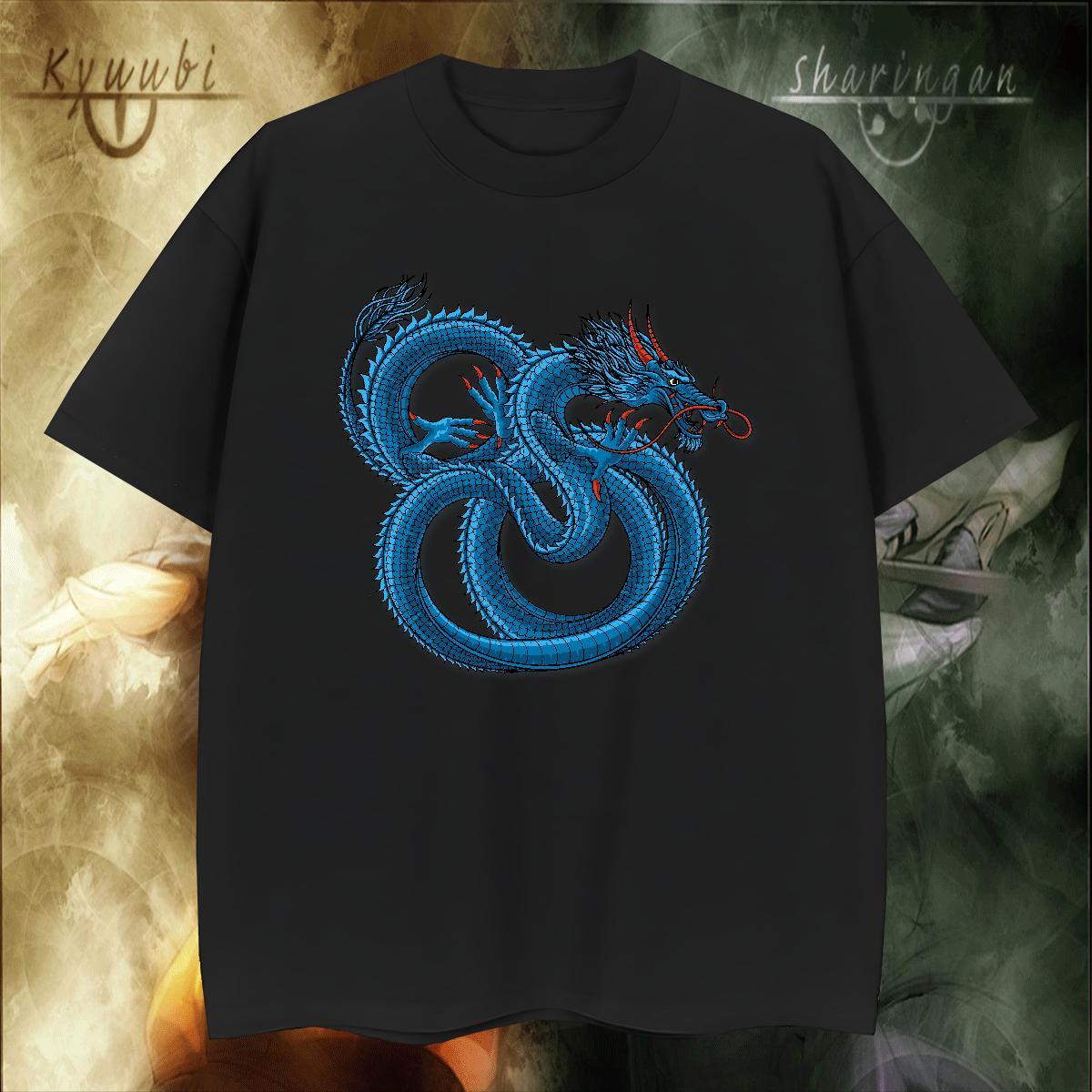 Comfortable dragon T-Shirts for Men High Street Hip Hop Men Clothes T-Shirt 230g Pure Cotton Fashion Design Short Sleeve O-Neck Cartoon Print Polos
