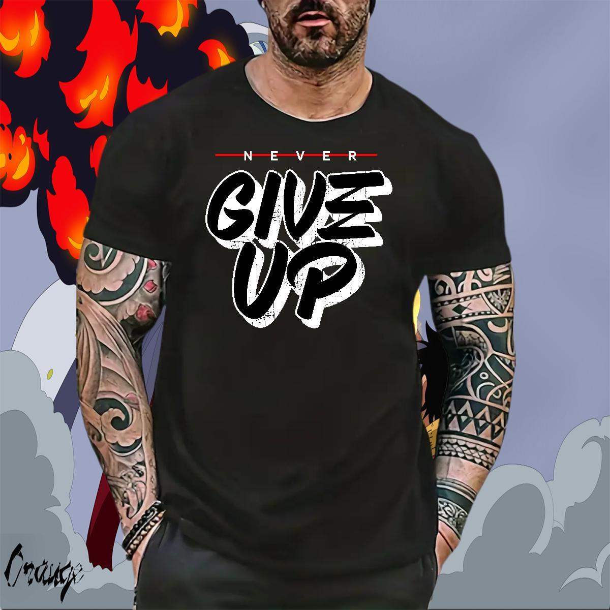 TOP Quality Men Tees Summer Casual 230g 100% Cotton DIY Printed Breathable Short Sleeve give up Mens T Shirts New Designer Polos