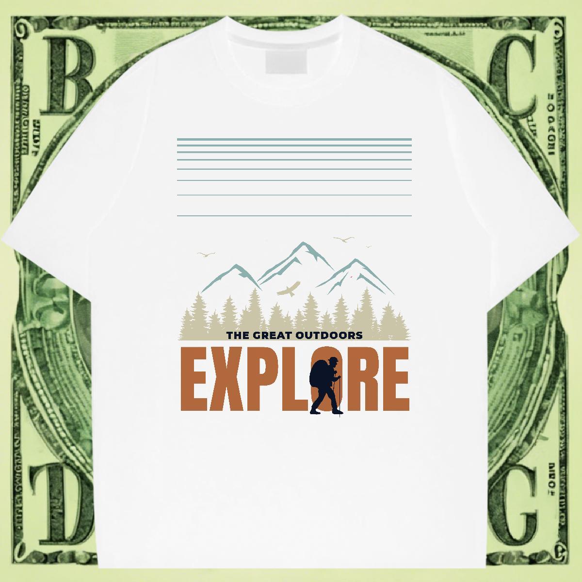 Popular Tshirt for Man Woman Casual Beach 230g 100% Cotton Anime Print Breathable Short Sleeve mountains T Shirts Men Brand Wear