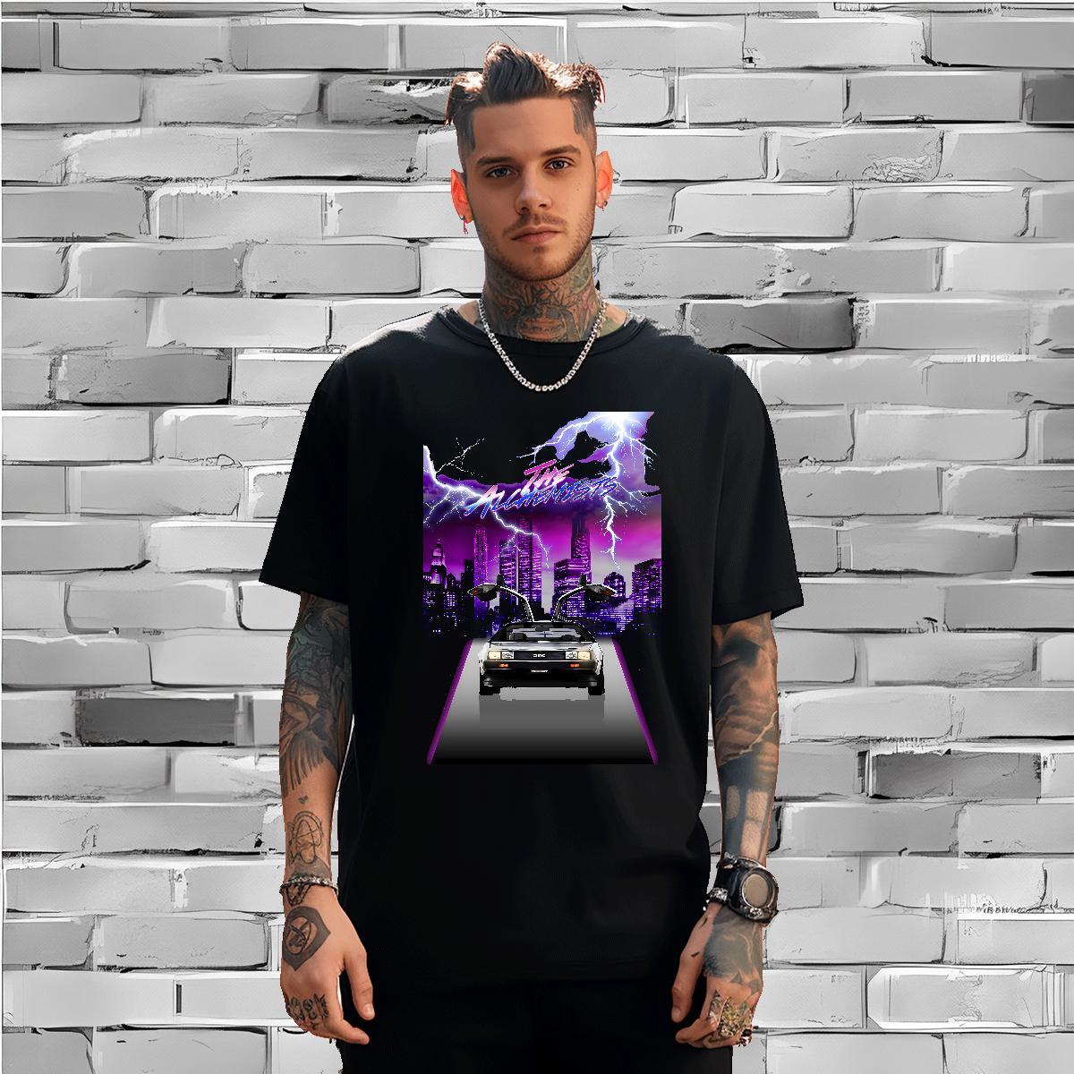 High Quality car T-Shirts for Men High Street Hip Hop Tshirts 100% Cotton 230g DIY Customized Crew Neck White Plus Size Clothings