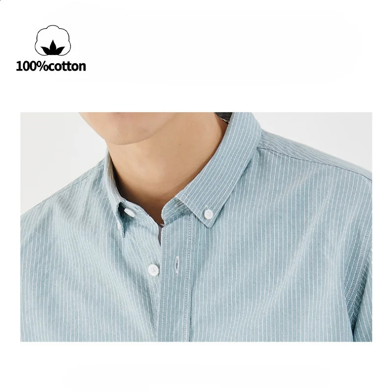 Mens striped oxford cloth long-sleeved shirt. Autumn business casual loose 100% cotton shirt.Breathable durableS-3XL 240822