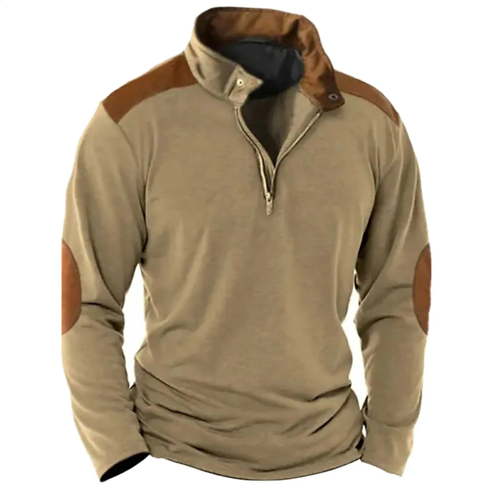 Mens tactical outdoor wool jacket hunting set warm zipper decoration mens windproof hiking sweater 240822