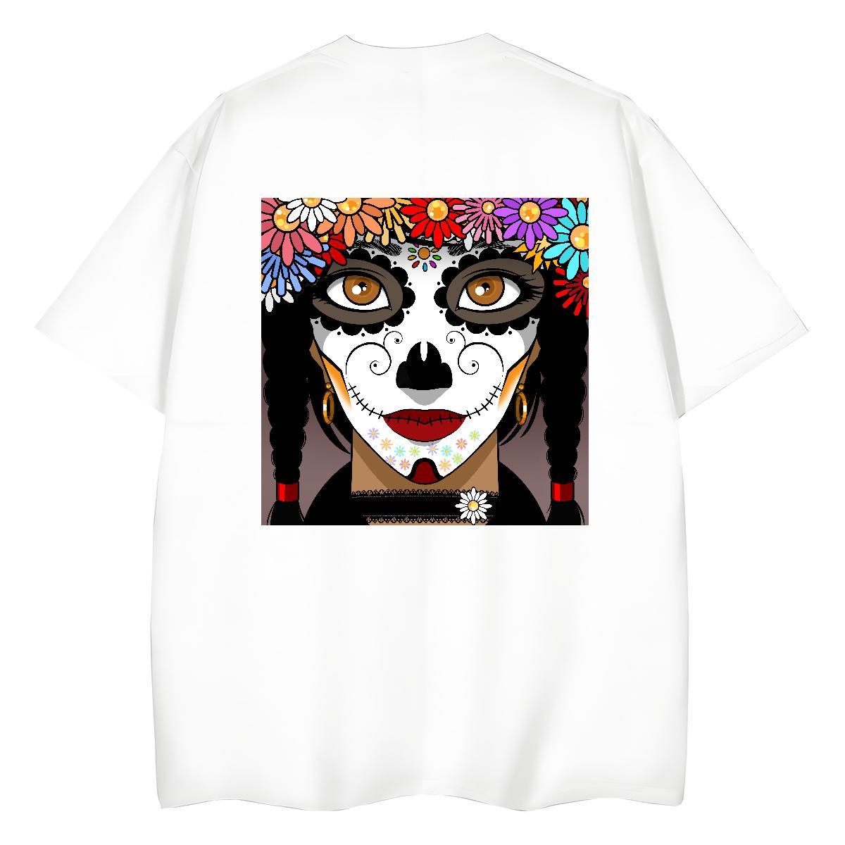 2024 DIY Woman T Shirts 100% Cotton 230g Breathable Soft Hip Hop Street portrait Tshirt for Man Woman Comfortable Floral Print Tees Shirts