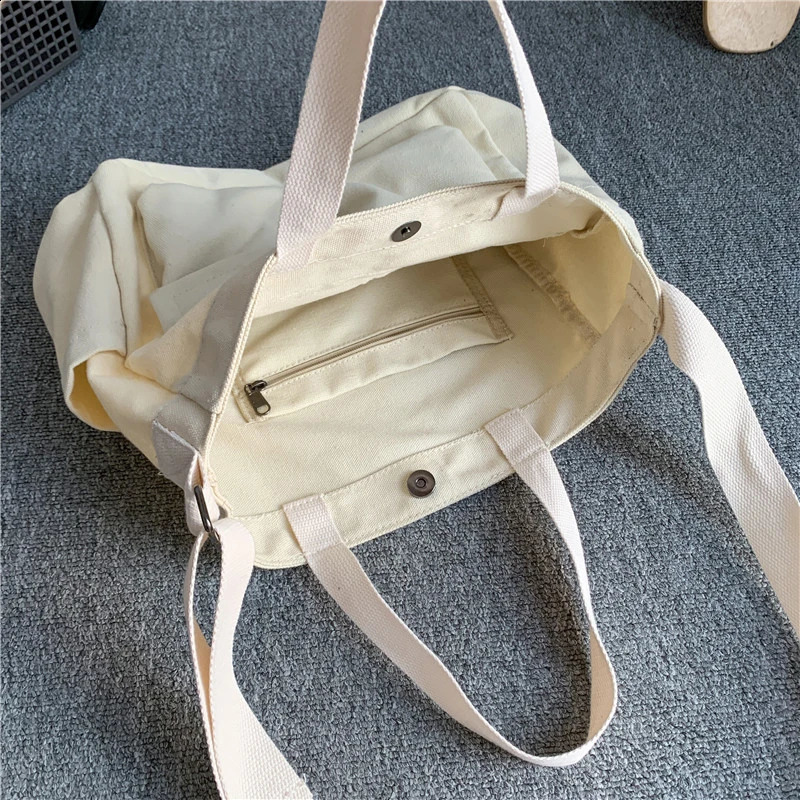 Casual Canvas School Bag For Women Versatile Large Capacity Messenger Bag Female Military Green Travel Shoulder Handbag Tote Bag 240821