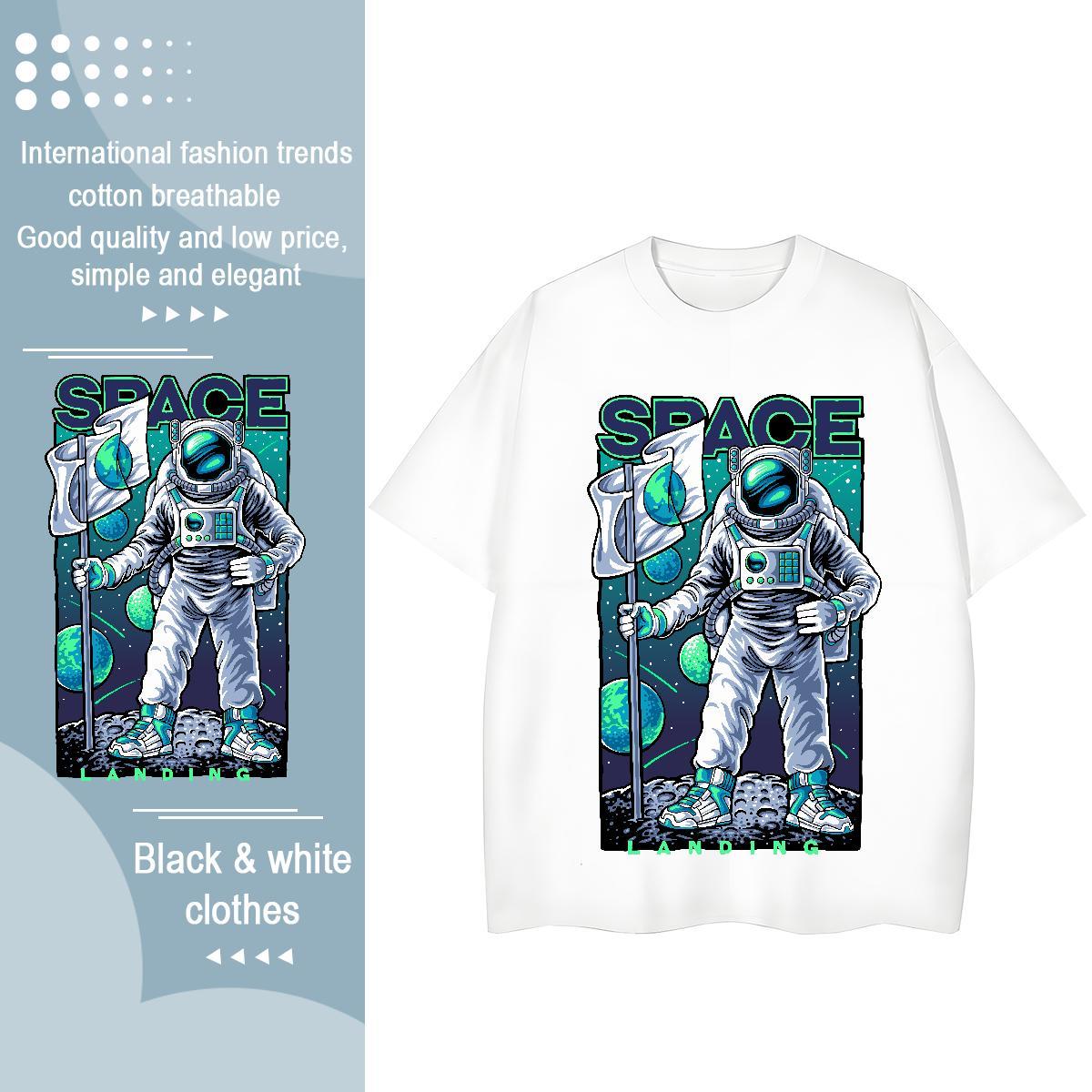 Unisex Womens Tshirts 230g Cotton universe Daily Wear Woman T Shirts Breathable Short Sleeve White Plus Size Tees Shirts
