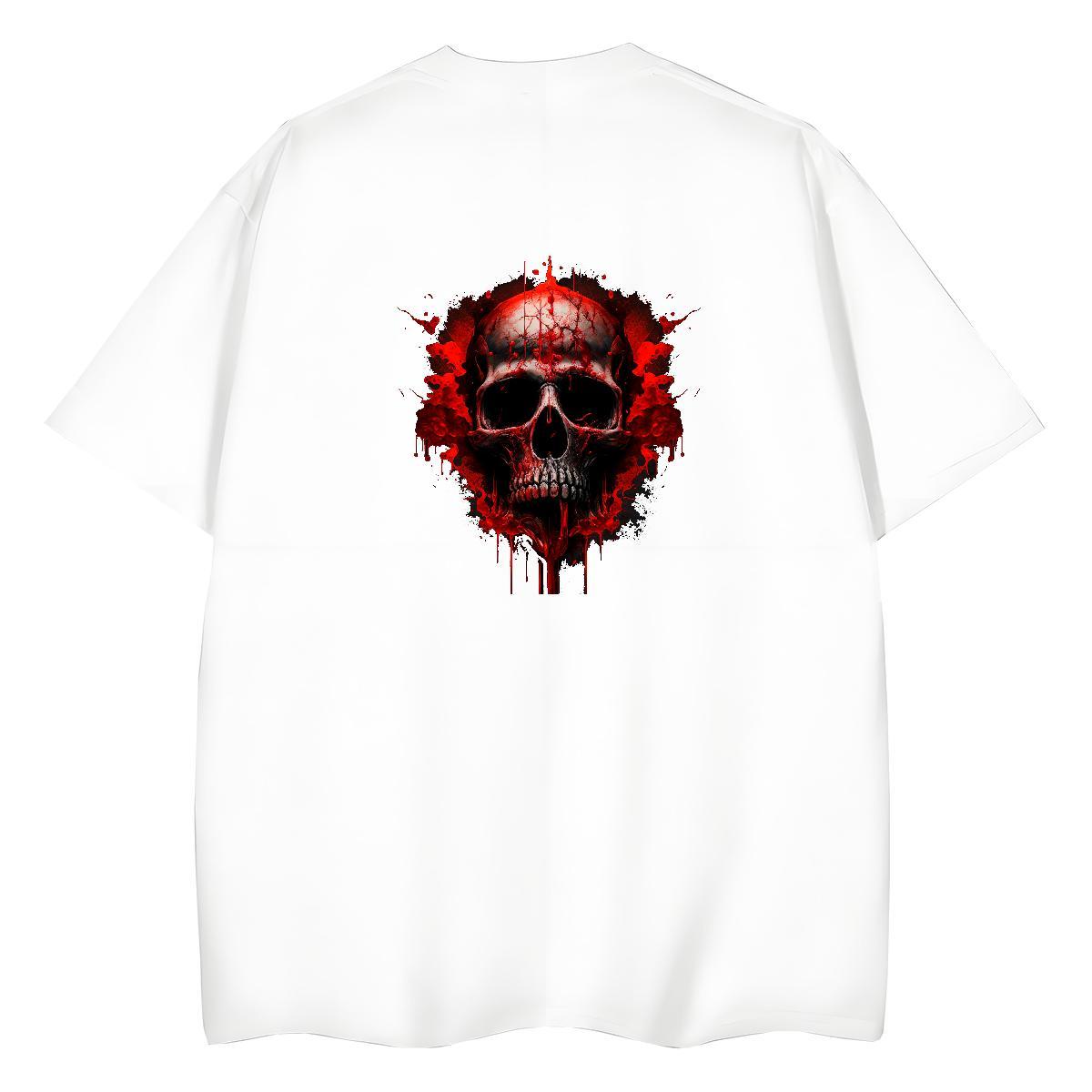 Casual New Women T Shirts 230g Pure Cotton Breathable Short Sleeve Street skull Woman Tshirt Popular Black White Polos