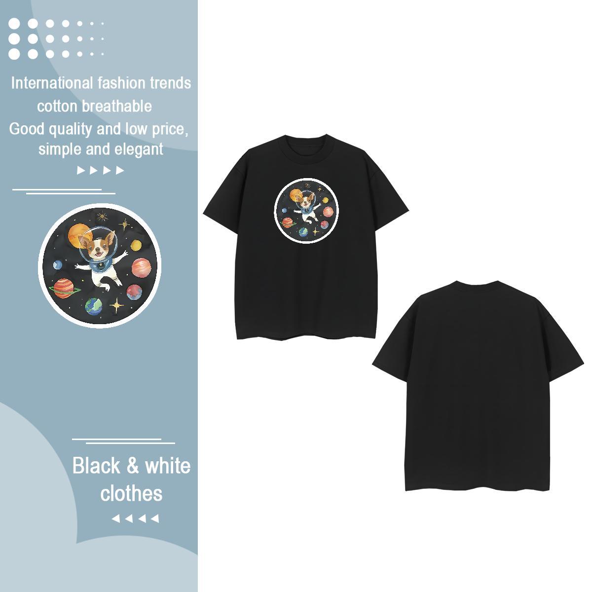 Classic T shirt Crew Neck 230g 100% Cotton Unisex Tshirts Anime Oversized dog Casual Daily Wear Wholesale Clothings