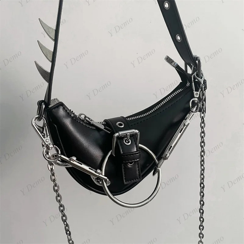 Y Demo Punk Rivet Handbag Gothic Rock Metal Buckle Spark Womens Shoulder Bag Ten Font Mini 240821