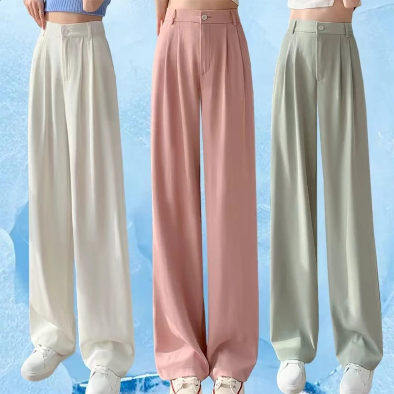 Women Korean Fashion Trousers Female Thin Joggers Slacks Fitness Baggy Green Black White Pink Gray Straight Leg Pants 240821