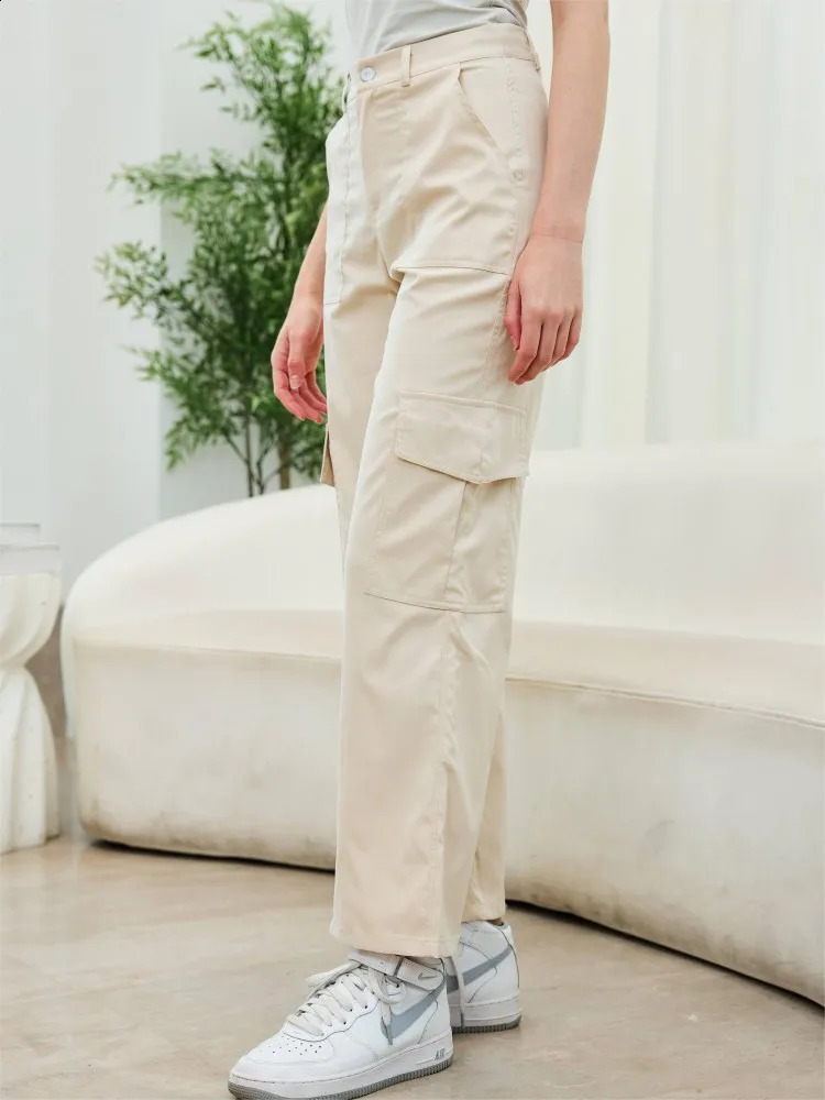 Cargo Pants Women High Waist Straight Baggy Trousers Casual Wide Leg Vintage Y2K Streetwear Pocket Fashion Casual Pants 240821