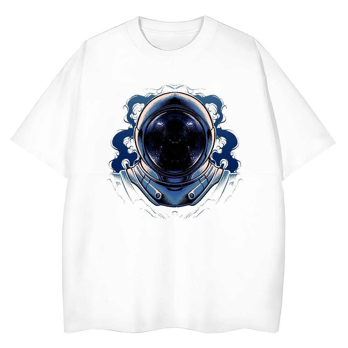 Popular Unisex Tshirts 100% Cotton 230g cosmonaut Casual Daily Wear Woman T Shirts O Neck Short Sleeves Cartoon Print Clothes Shirt