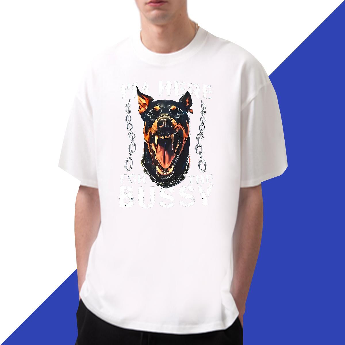 Loose Men Tshirts Anime Printing Street 230g Cotton Oversized Breathable Short Sleeve dog Mens T Shirts DIY Tops Shirt