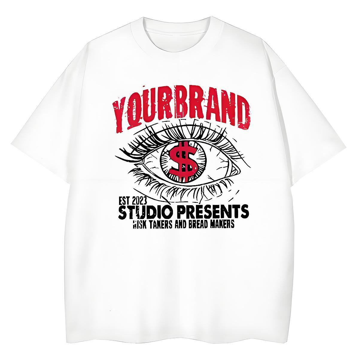 Classic Men Tees Spring Summer 230g Cotton Custom Big Size Breathable Short Sleeve eyes Mens T Shirts Fashion Designer Clothes
