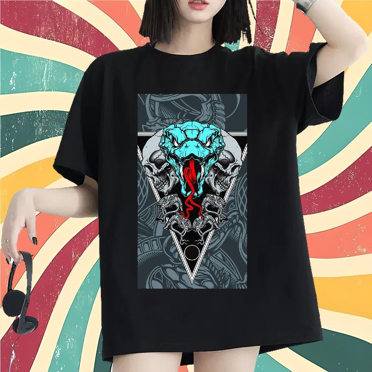 New Arrival T shirt O-Neck Short Sleeve 230g Cotton Unisex Tshirts White Plus Size snake Street Casual Designer Tops Tees