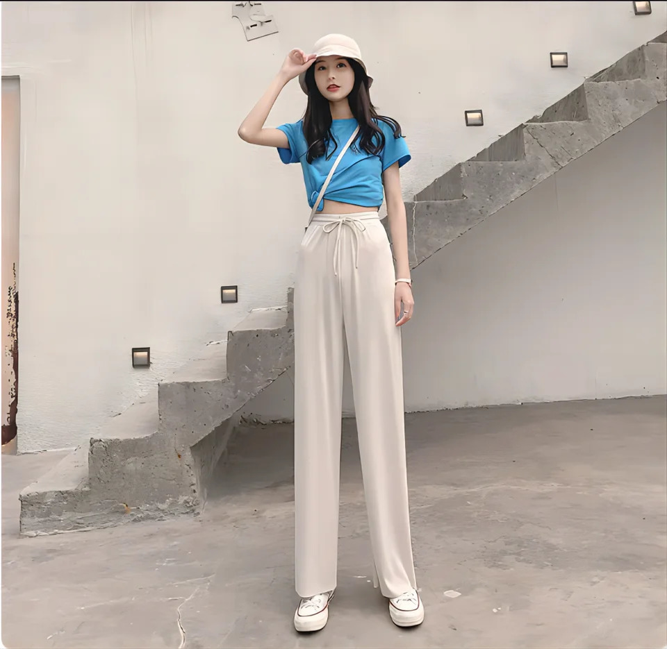 Women Casual Joggers Tech Pants Solid Low Waist Pants Drawstring Wide Leg Baggy Trousers Y2k Streetwear Oversize Sweatpants 240821