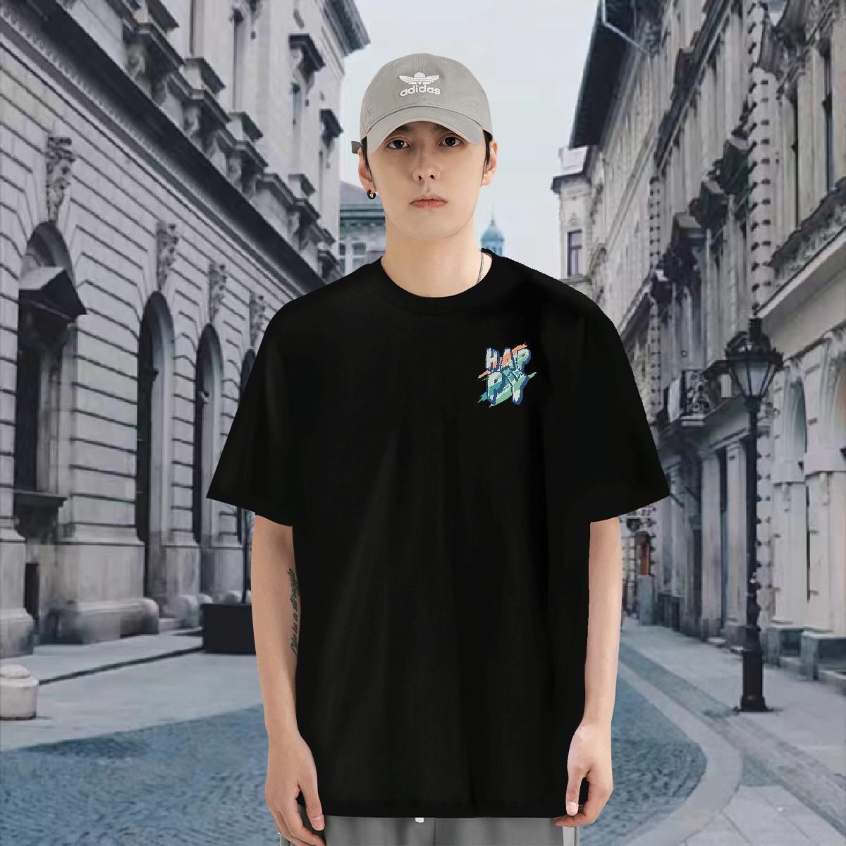 Fashion Design Sports Casual Tshirt for Man Woman happy Breathable Crew Neck 230g Pure Cotton T shirt Unisex Cartoon Printing L-4XL Polos