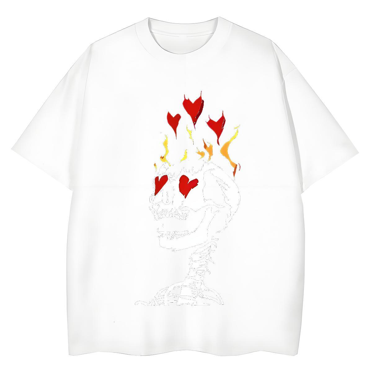 TOP Quality T-Shirts 230g Pure Cotton Comfortable Casual skull Tshirt for Man Woman 5A Cartoon Printing L-4XL Top Shirts