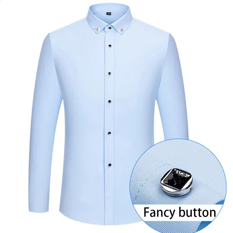 Four seasons general long-sleeved shirt diamond collar mens business casual professional wear social non-ironing anti-wrinkle 240822
