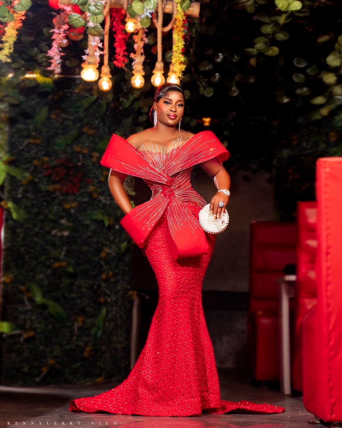 African Aso Ebi 2024 Red Mermaid Prom Dress Sequined Lace Dresses For Special Occasions Sheer Neck Evening Formal Party Birthday Second Engagement Gow