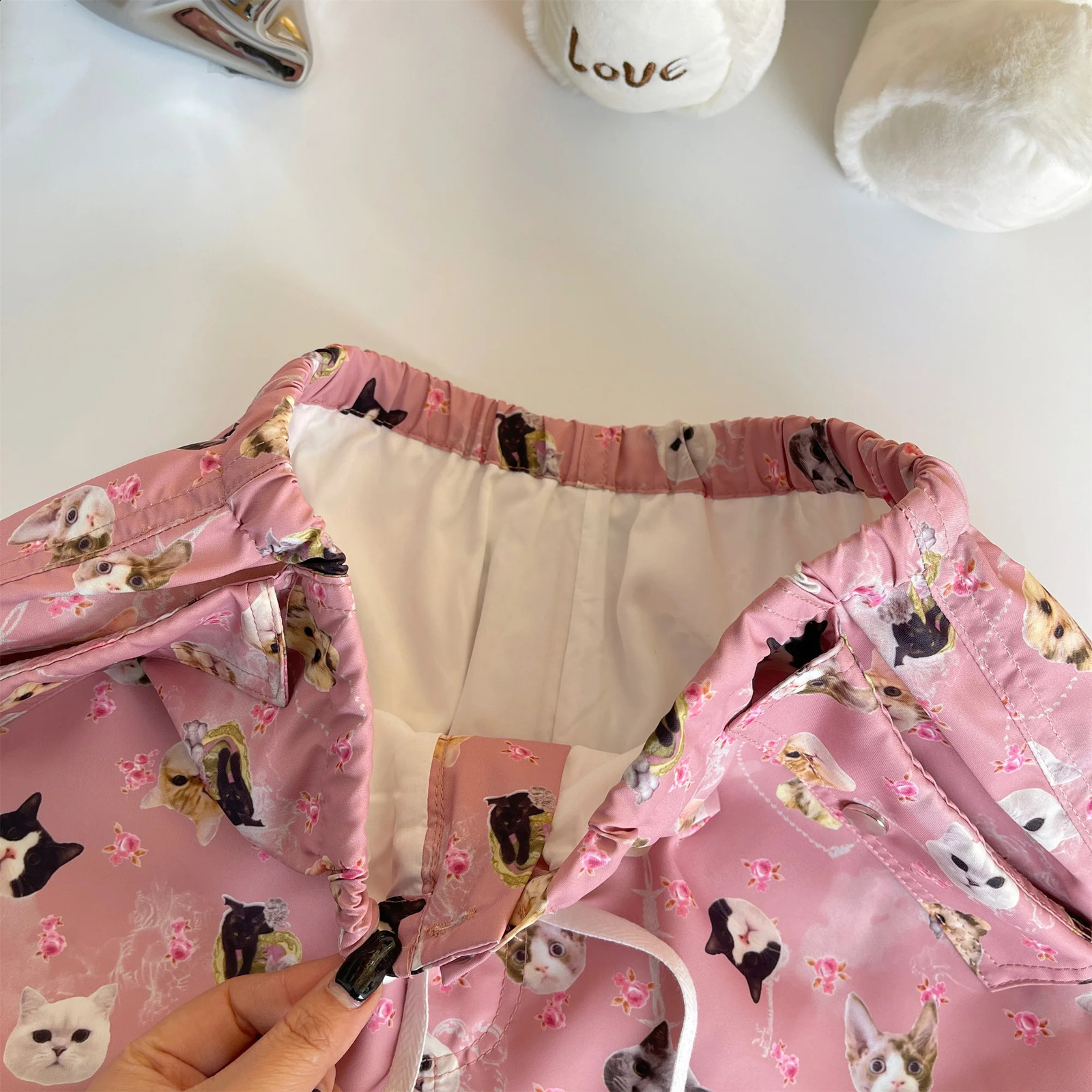 Womens Baggy Graphic Print Pink Parachute Pants Jogger Harajuku Streetwear Y2k 2000s High Waist Pants Vintage Trousers Clothes 240821