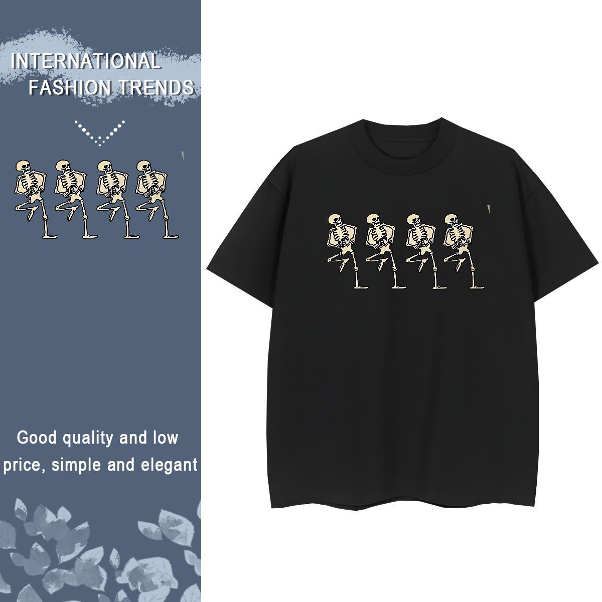Custom T Shirts Women 230g Cotton Crew Neck Breathable Beach skull Women Tshirts Designer Nice Black Oversized Tees Shirts