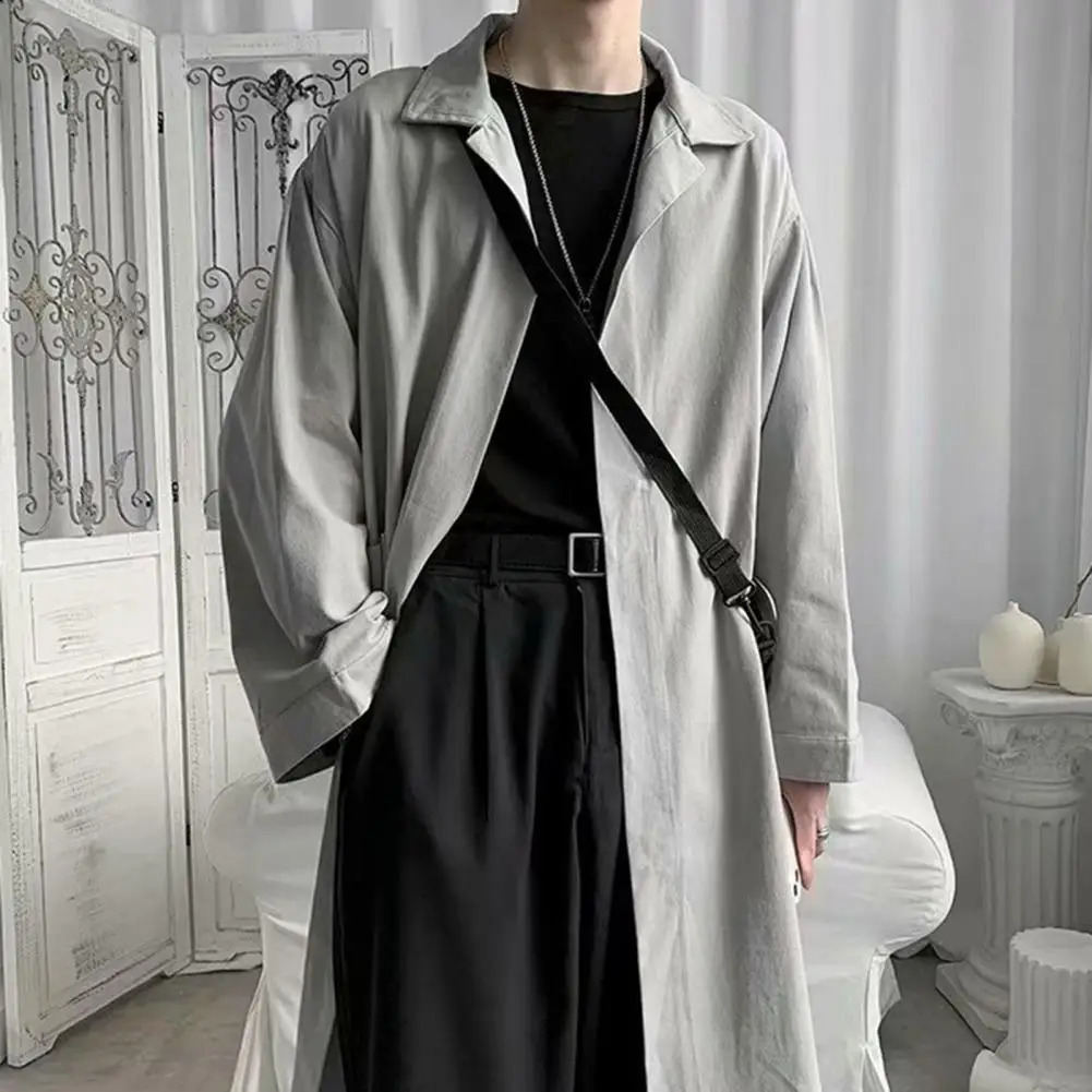 Breathable Men Coat Comfortable Polyester Trench Coat for Men Stylish Lapel Trench Breathable for Spring for Handsome 240822