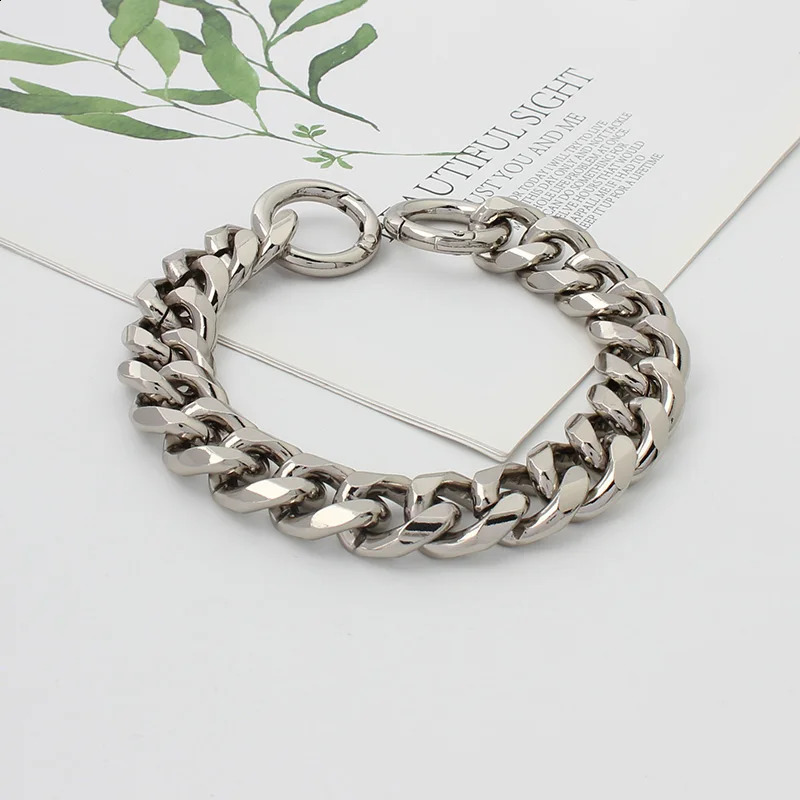 Silver 19mm thick aluminum chain lightweight bag with bag accessories DIY handle easy to match accessories handbag 240821