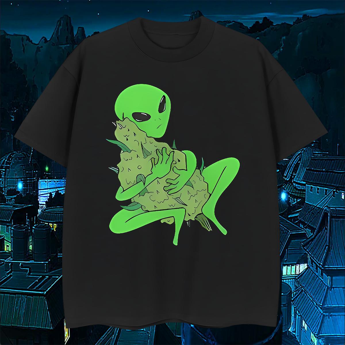 Casual New extra-terrestrial Men Clothes T-Shirt 230g Cotton Man T Shirts Custom Anime Hip Hop Short Sleeve Soft Cool Design Wear