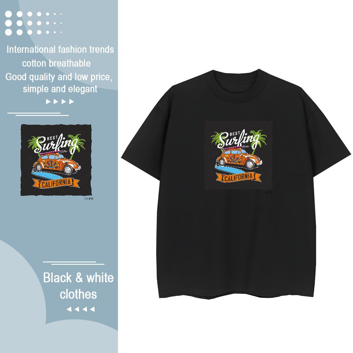 New T Shirt For Woman 230g Pure Cotton Breathable Crew Neck Daily Outfit car Women Tees Wholesale DIY Anime Printed Top Tees