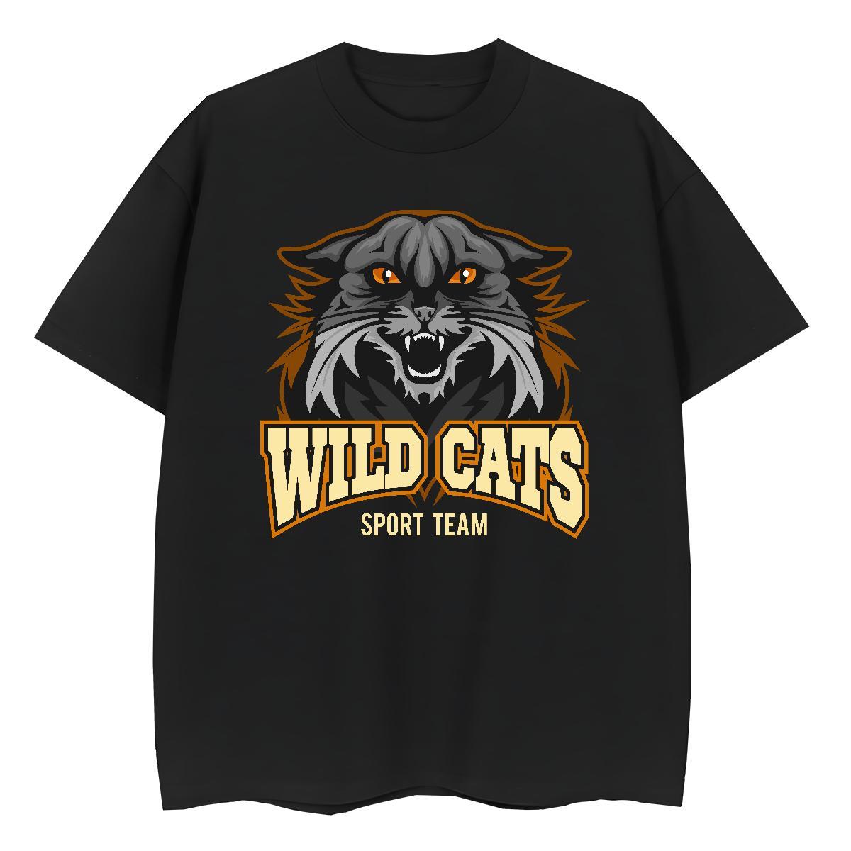 Casual New Women T Shirts Short Sleeve O-Neck 230g Cotton Lady T shirt Customized Print wild cat Casual Sport Designer Wear