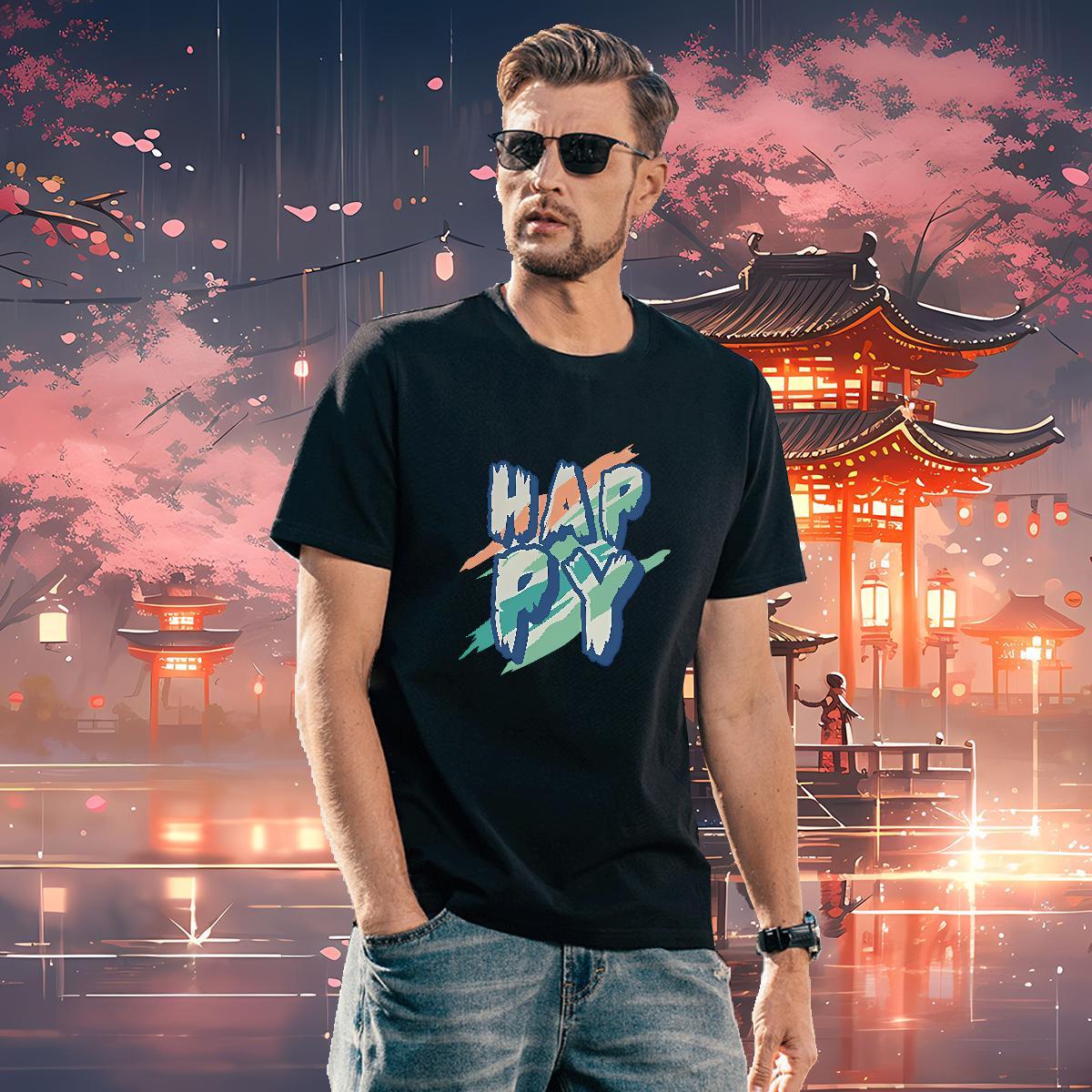 Factory Direct Home Outdoor Couples T Shirts happy Breathable Crew Neck 100% Cotton 230g T-Shirts for Men Cool Design Oversized Clothings