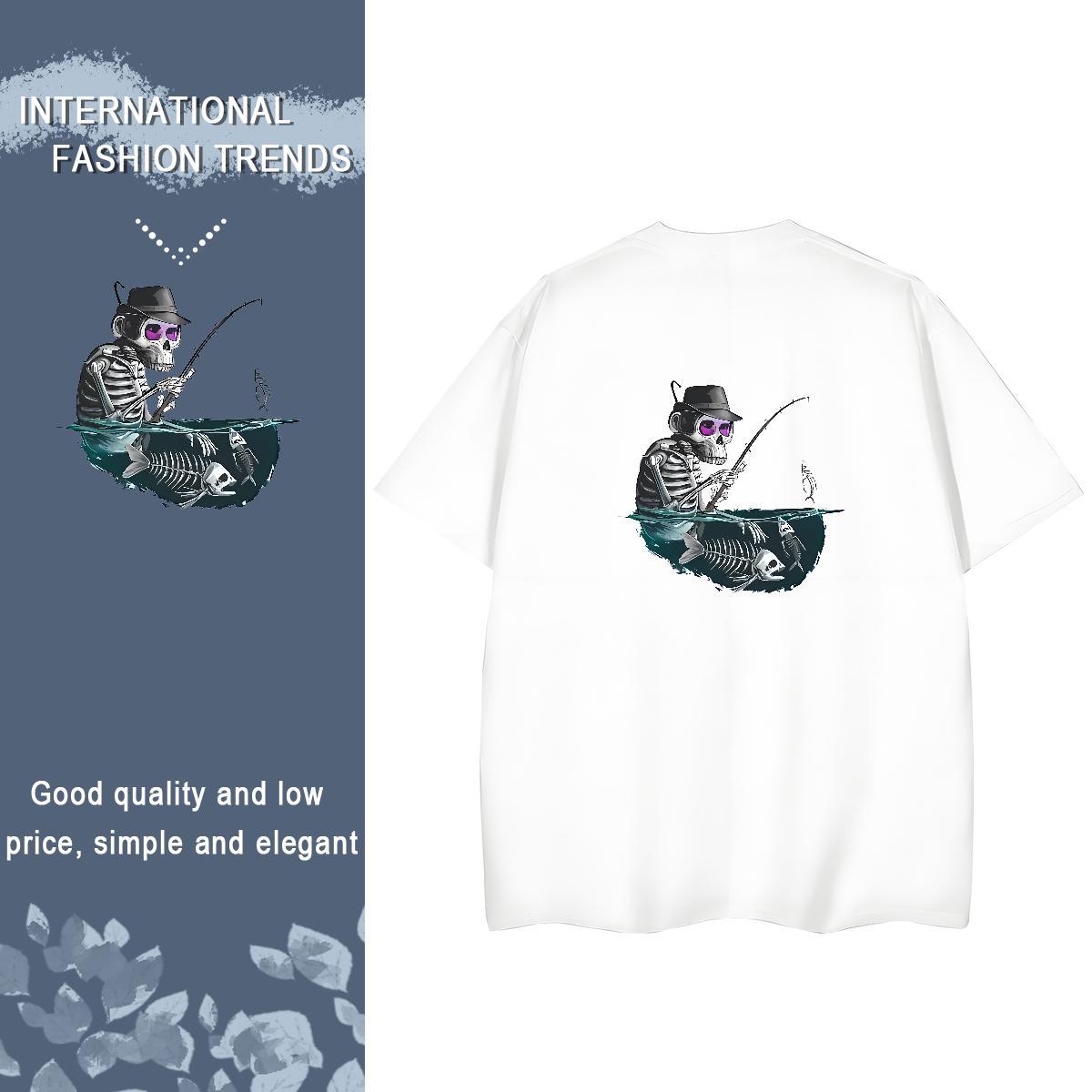 Fashion Casual T-Shirts 230g Cotton Comfortable Sport skull Lady T shirt Brand Plus Size Custom Top Shirts