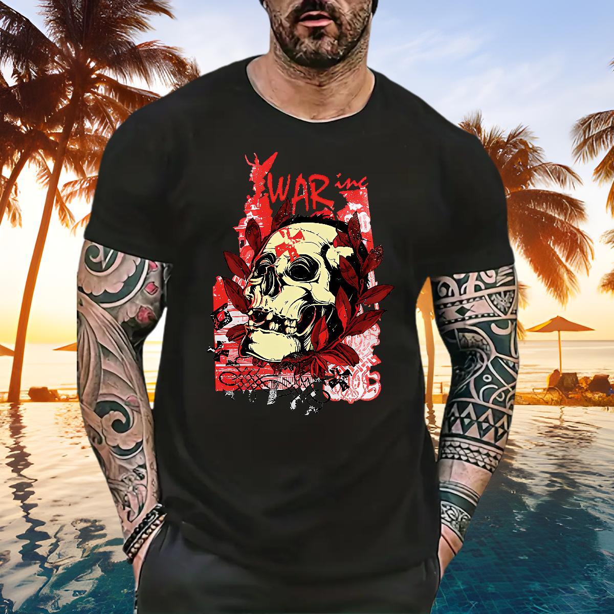DIY Customized Men Tees 230g Cotton Spring Summer skull Short Sleeve Soft Man T Shirts Classic Oversized Tops