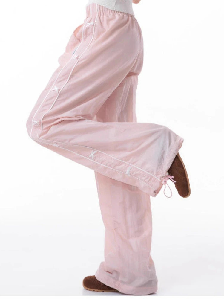 ADAgirl Pink Y2k Casual Sweatpants Women Hip Hop Fashion Street Baggy Bows Summer Sports Pants Harajuku Retro High Waist Joggers 240821