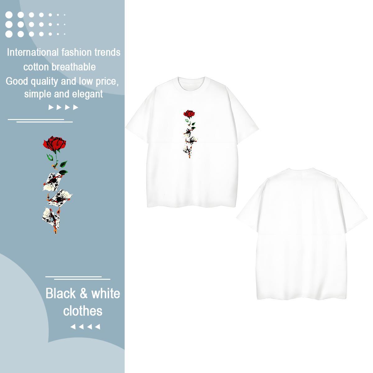 2024 T Shirts Women Round Neck Short Sleeve 230g Pure Cotton Couples T Shirts Skull rose Street Wear Designer Top Tees