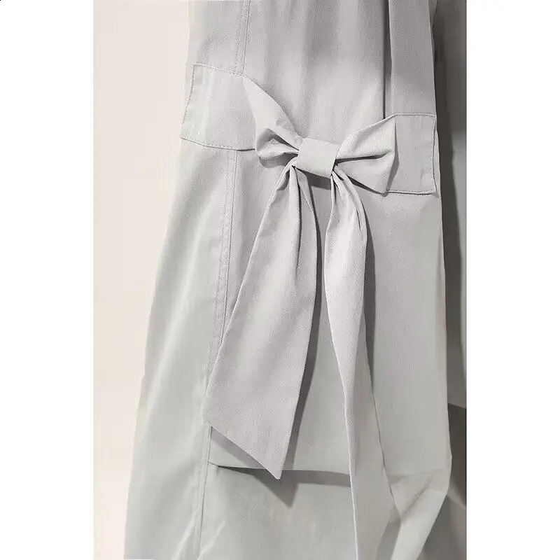 Grey Bow Elastic Waist Casual Summer Pants for Women American Street Trend Cute Loose Wide Leg Straight Y2k Korean Trousers 240821