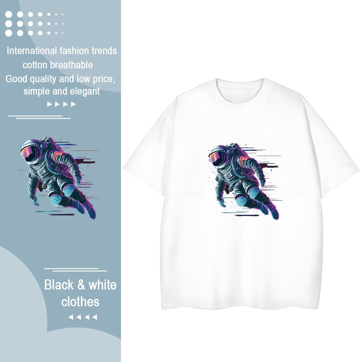 Nice Women Tees 100% Cotton 230g cosmonaut Hip Hop Street Woman T Shirts Breathable Crew Neck DIY Printed Wear