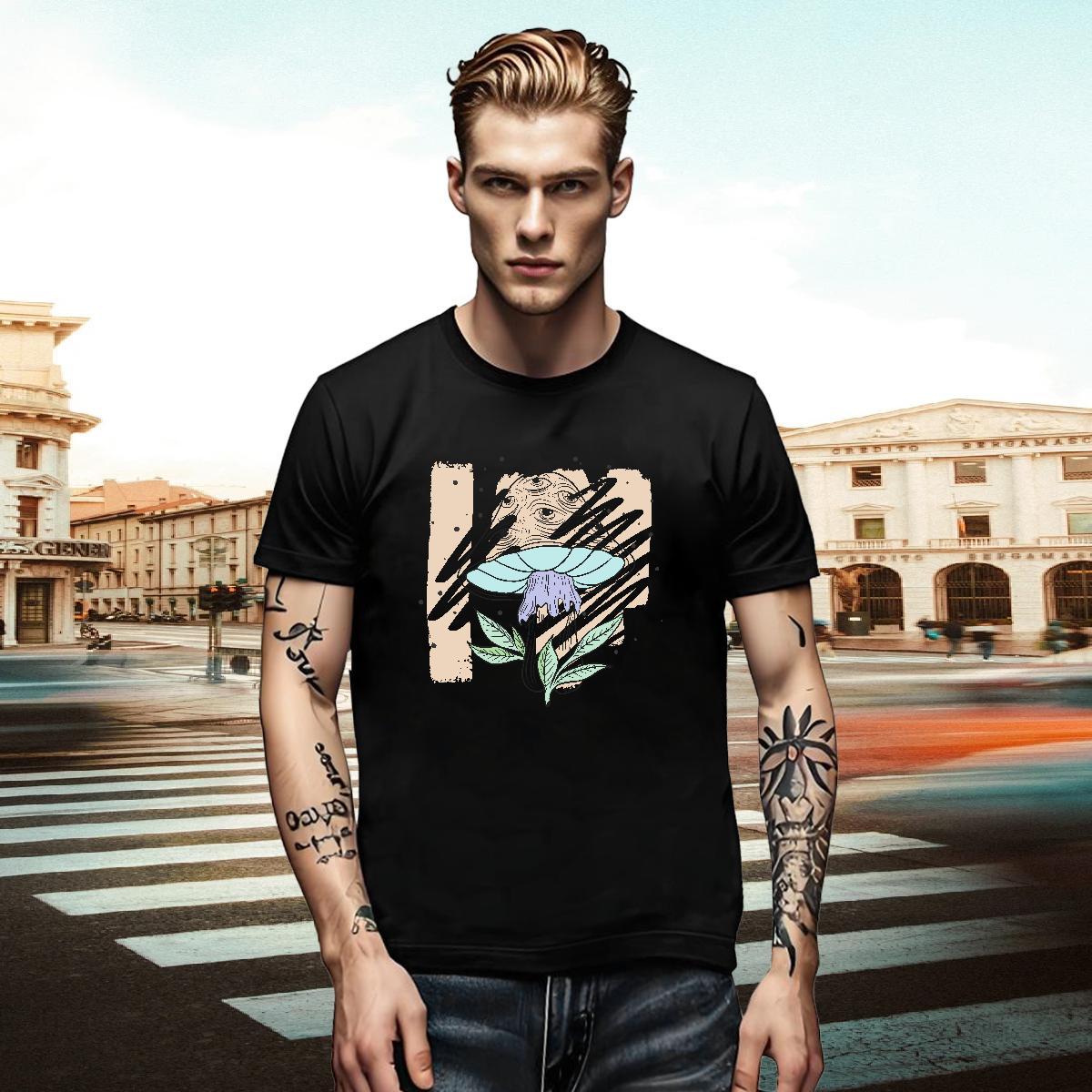 Loose Fit Couples T Shirts Casual Beach 230g 100% Cotton Oversized 4XL Breathable Short Sleeve mushroom T shirt Casual New Wear