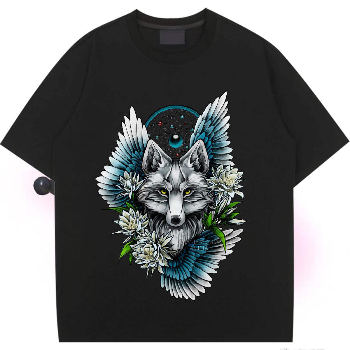 Designer T-Shirts Breathable Soft 100% Cotton 230g Unisex Tshirts DIY Printed wolf Outdoor Female Polos