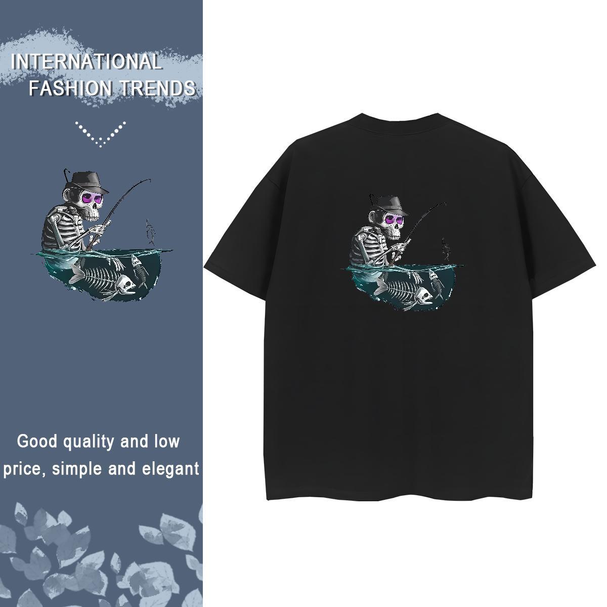 Fashion Casual T-Shirts 230g Cotton Comfortable Sport skull Lady T shirt Brand Plus Size Custom Top Shirts