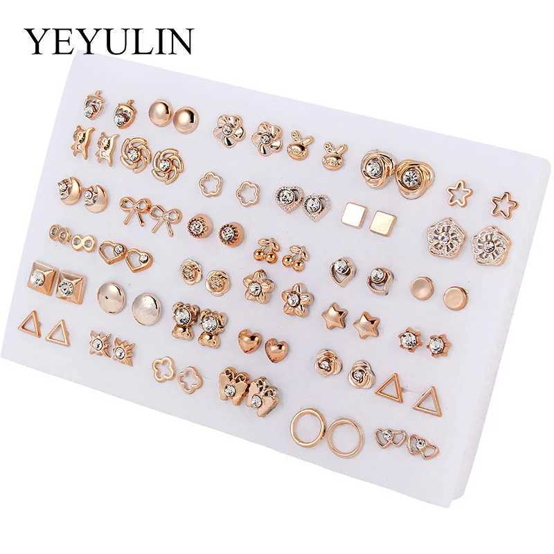 36 pairs/18 pairs of earrings mixed style rhinestone sunflower Geely plastic stud earring set X241106