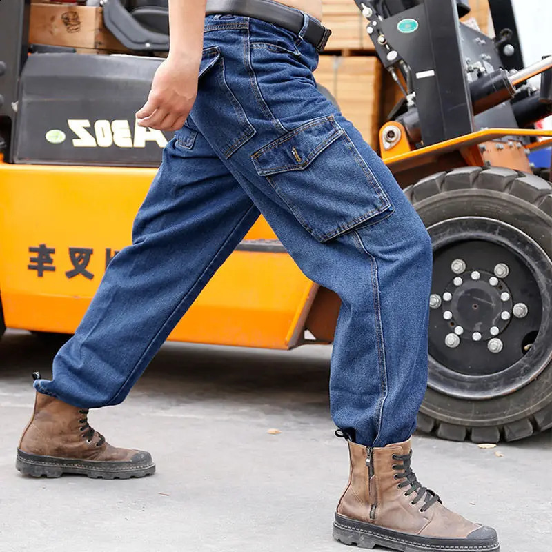 Mens workwear welding worker anti slip and wearresistant multi pocket cover car repair jeans 240821