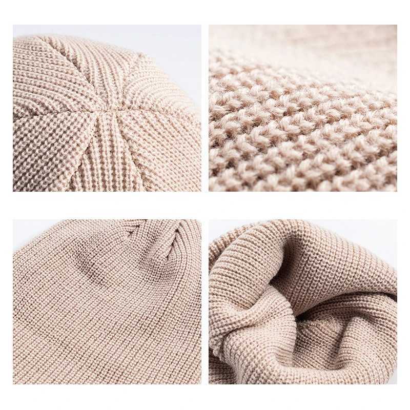 Mens and womens knitted hats wool fashionable simple and warm skull head solid color autumn pea hat fashionable style W240827
